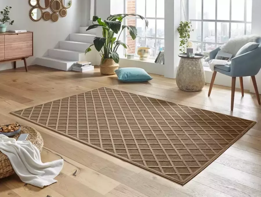 Mint rugs Modern vloerkleed ruiten Danton bruin 200x300 cm