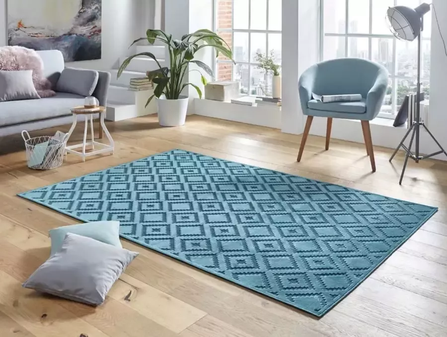 Mint rugs Modern vloerkleed ruiten Iris blauw 160x230 cm
