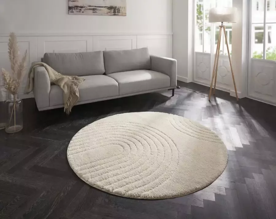 Mint rugs Rond designer vloerkleed 3D Fergus crème 160 cm rond - Foto 1