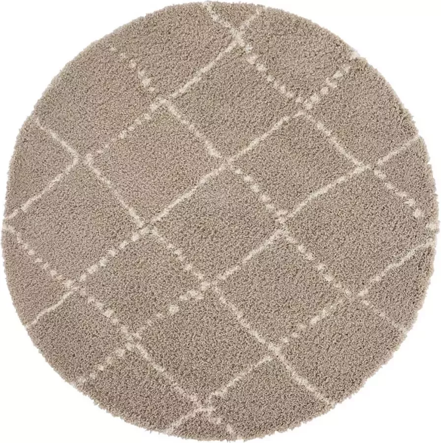 Mint rugs Rond hoogpolig vloerkleed Allure beige crème 160 cm rond - Foto 1