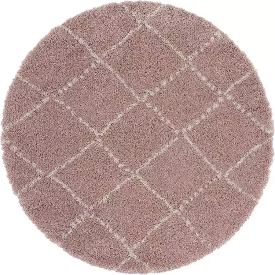 Mint rugs Rond hoogpolig vloerkleed Allure roze crème 120 cm rond - Foto 2