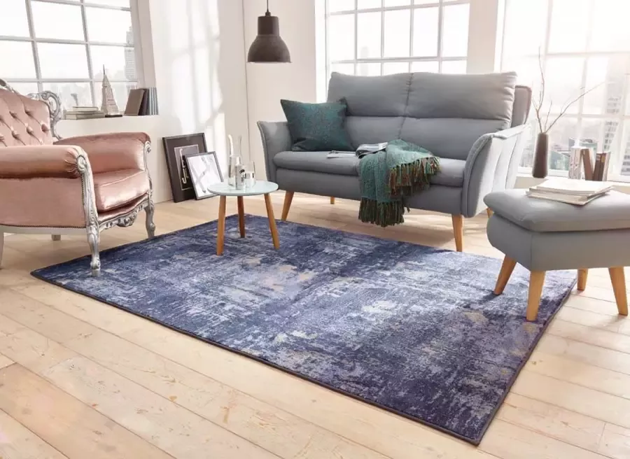 Mint rugs Vintage vloerkleed golden Gate blauw zilver 80x150 cm