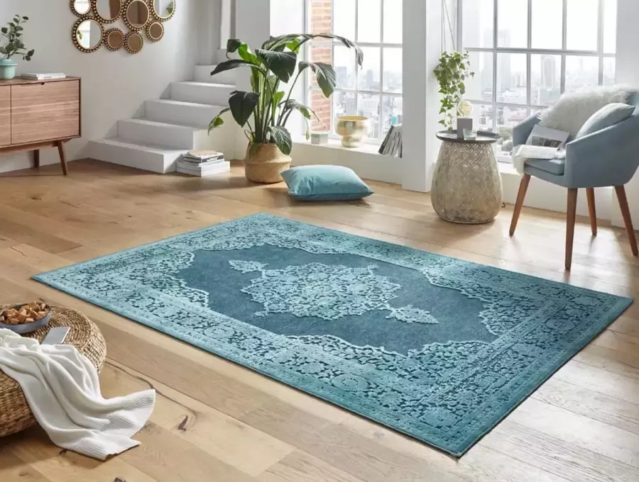 Mint rugs Vintage vloerkleed Willow blauw 80x125 cm