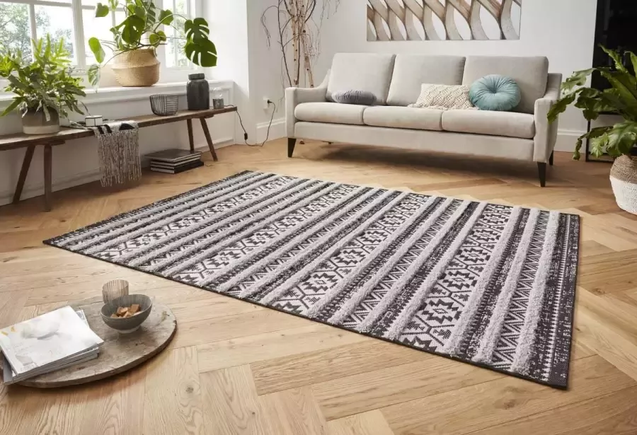 Mint rugs Vloerkleed 3D effect Sebou grijs zwart 120x170 cm