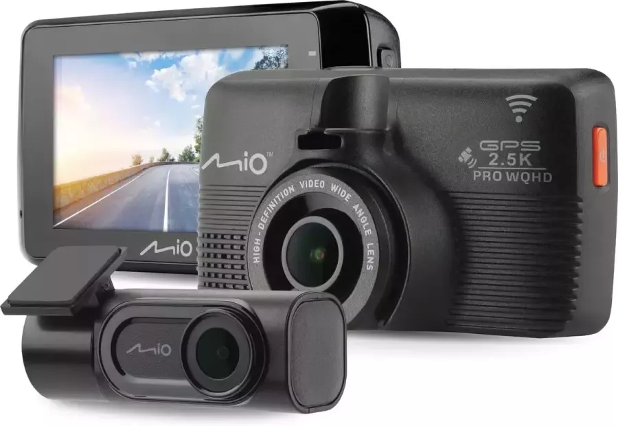 Mio MiVue 798 Dual PRO Dashcam 2.5K QHD 1600p GPS G-sensor Wifi Flitscamera melding 2 7display