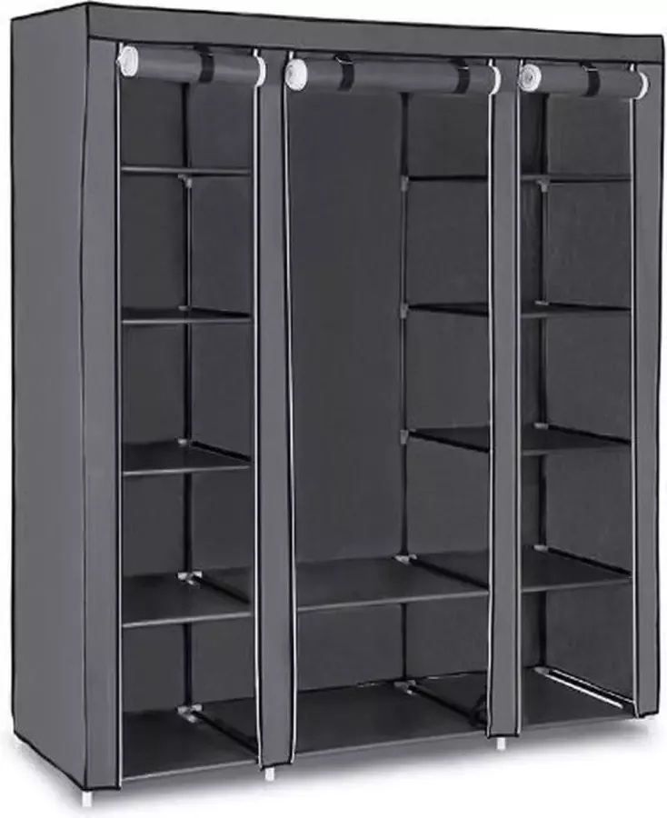 MIRA home Kledingkast – Ruimtebesparende Kast – Basic – Stof – Grijs – 150x45x175