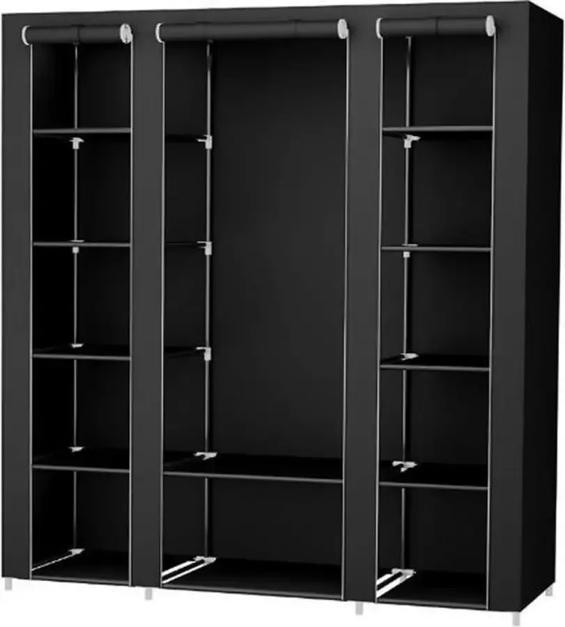 MIRA home Kledingkast – Ruimtebesparende Kast – Basic – Stof – Zwart – 150x45x175