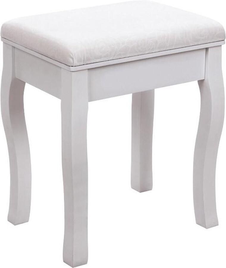 MIRA home Nancy's Kruk Make-Up Tafel Stoel Wit Krukje 40 x 30 x 50CM