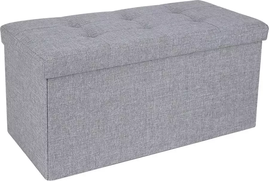 MIRA home Opbergbank Zitbank Met opbergruimte Linnen Grijs 76x38x38 cm - Foto 2