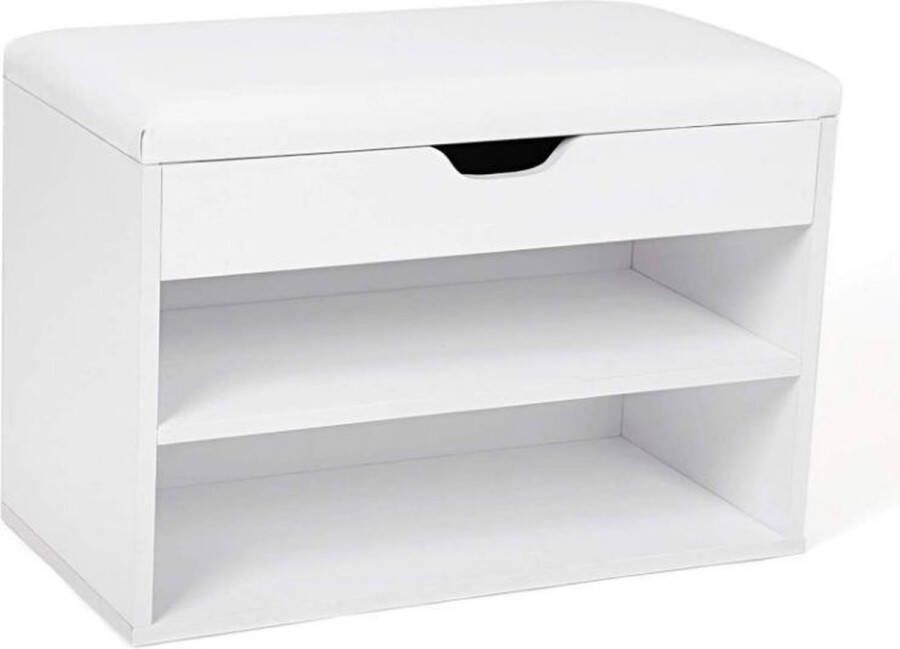 MIRA home Schoenenkast – Opbergpoef – Modern – Spaanplaat – Wit 60x30x44