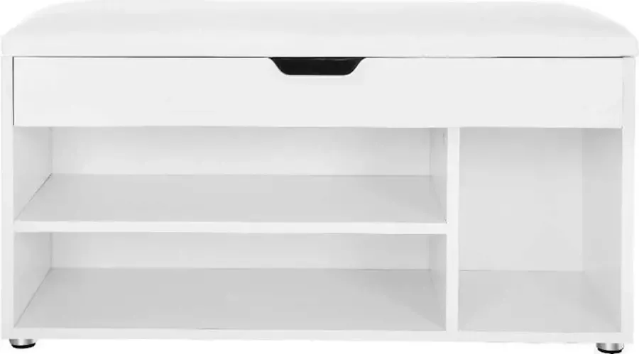 MIRA home Schoenenkast – Opbergpoef – Modern – Spaanplaat – Wit 80x30x44