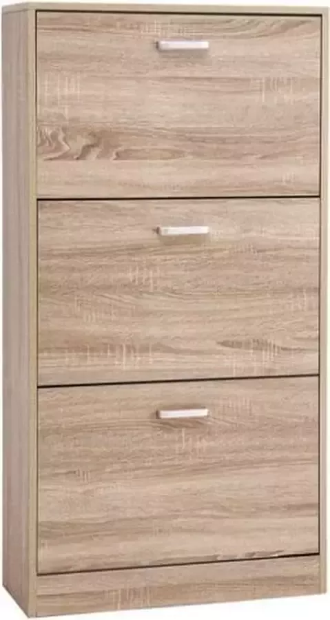 MIRA home Schoenenkast – Schoenenrek – Openklapbaar – Spaanplaat – Eiken 24x60x120