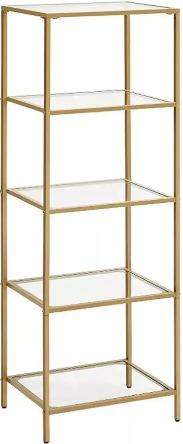 MIRA home staande plank boekenkast badkamer plank met 5 niveaus Glas Goud 30x40x124.5