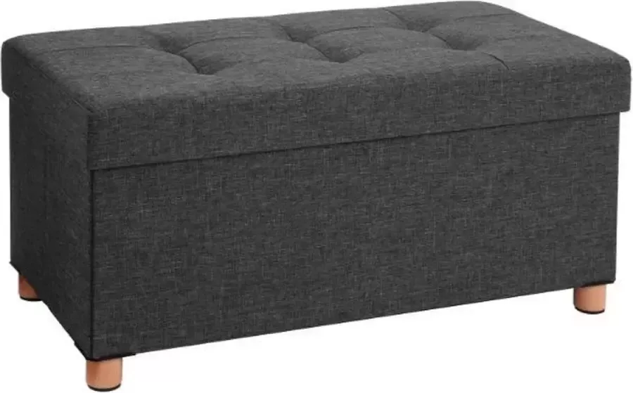 MIRA home Voetenbank – Opbergbox – Modern – Linnen – Donkergrijs – 38x76x38