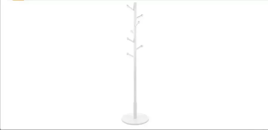MIRA home Vrijstaande Kapstok Boom met 7 Haken Hout Wit 38x38x175