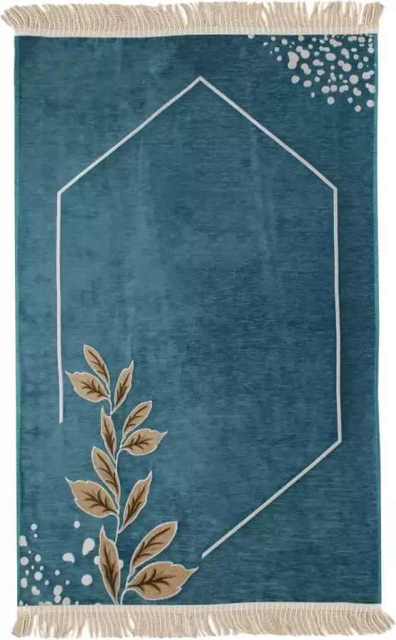 Mirac Gebedskleed Chenille met motief Licht Blauw