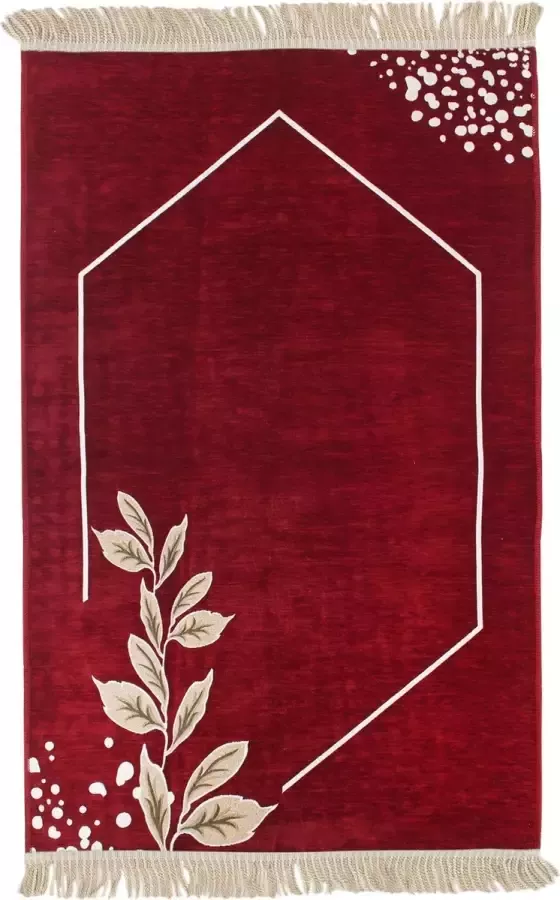 Mirac Gebedskleed Chenille met motief Rood