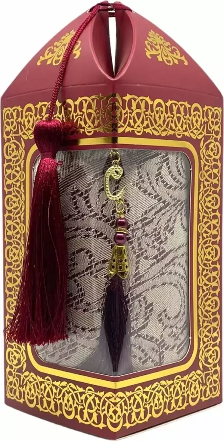 Mirac Geschenkset Bade met een gebedskleed en een parel tasbih in een luxe kartonnen box rood