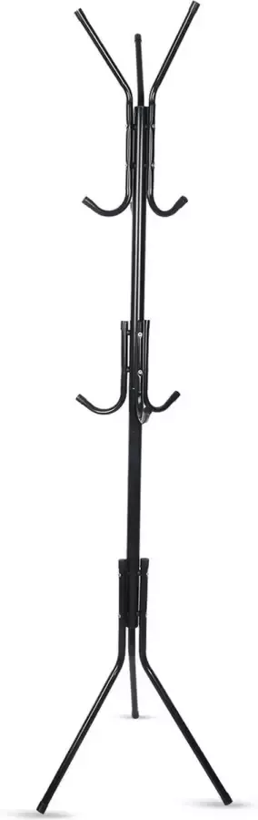 MIRI Kapstok – Staand – 178cm hoog – 9 haken – Metaal – Zwart – Kleerhanger – Hal Woonkamer Slaapkamer
