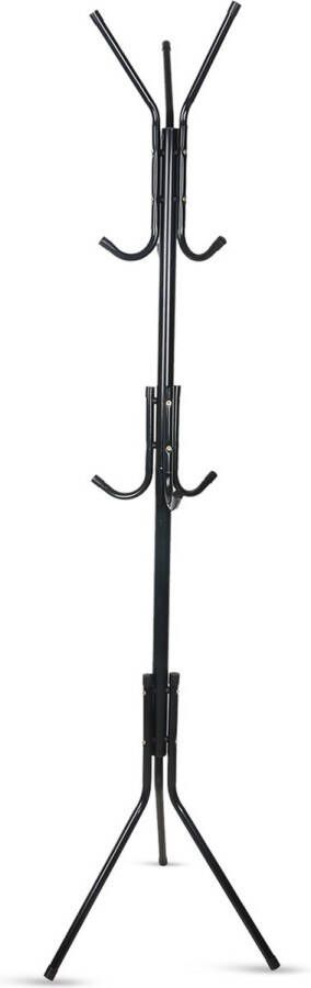 MIRI Kapstok – Staand – 178cm hoog – 9 haken – Metaal – Zwart – Kleerhanger – Hal Woonkamer Slaapkamer