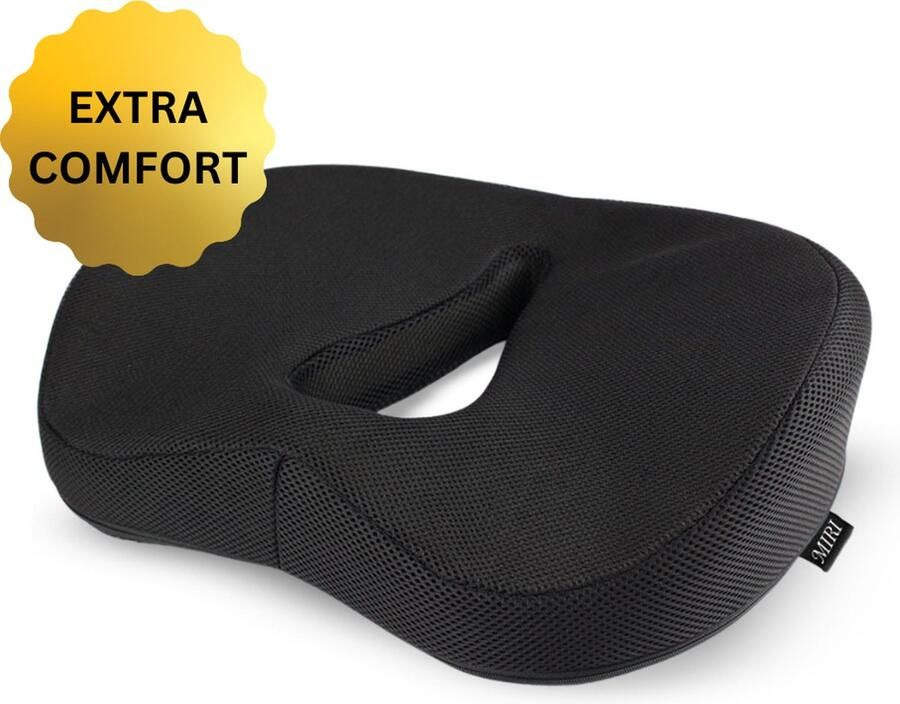 MiRi Zitkussen – Extreem comfortabel – Ergonomisch – Wigkussen – Donutkussen – Stuitkussen – Traagschuim – Memory Foam – Thuiswerken Auto stoel