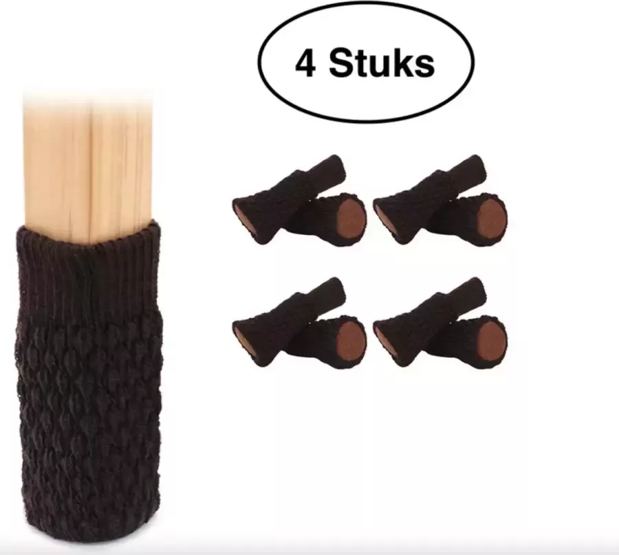 Miro Ecommerce Tafelpoot schoenen Gebreid – Poot sokjes – bescherming – beschermers – Doppen – Stoelpoot – Krasvrij – 4 stuks – Gebreid Bruin