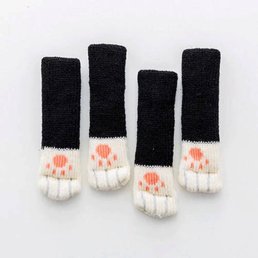 Miro Ecommerce Tafelpoot schoenen kat – Poot sokjes – bescherming – beschermers – Doppen – Stoelpoot – Krasvrij – 4 stuks – kat Zwart