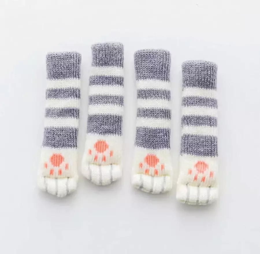 Miro Ecommerce Tafelpoot schoenen kat – Poot sokjes – bescherming – beschermers – Doppen – Stoelpoot – Krasvrij – 4 stuks – kat Grijs