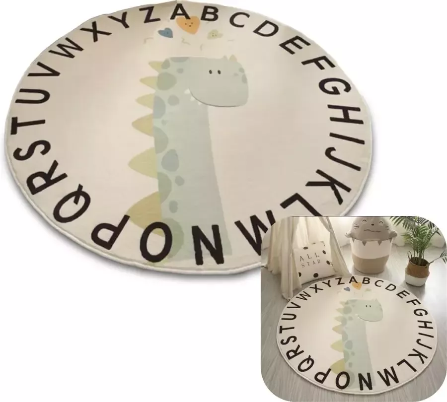 MIRO. MIRO Speelkleed Babykamer Kinderkamer Vloerkleed Speelmat Tapijt Anti Slip Super Zacht 120 x 120 CM Dino