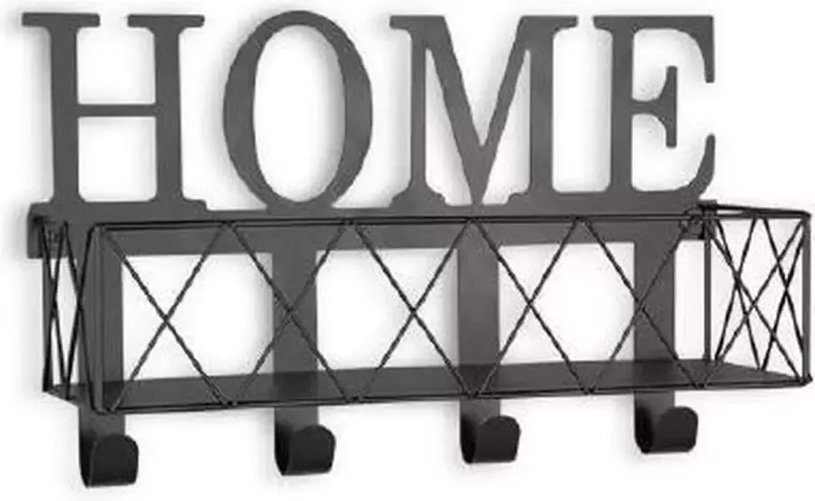 Mirrors and More MenM Decoratieve Kapstok met handige mand SALLY Oud zwart - Foto 2