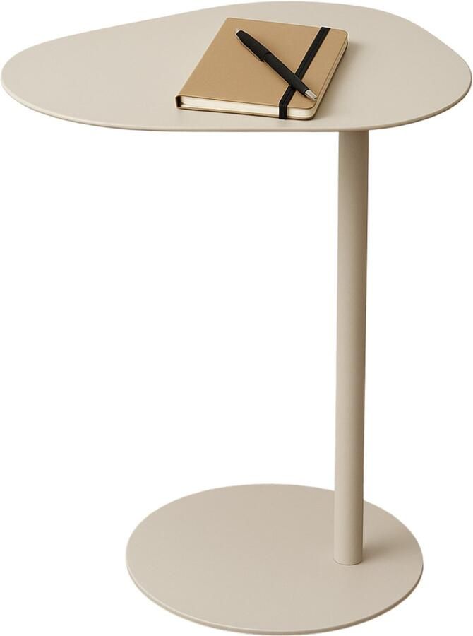 MISOU Bijzettafel Banktafel Organisch Beige op Voet Koffietafel 35x53cm Metaal