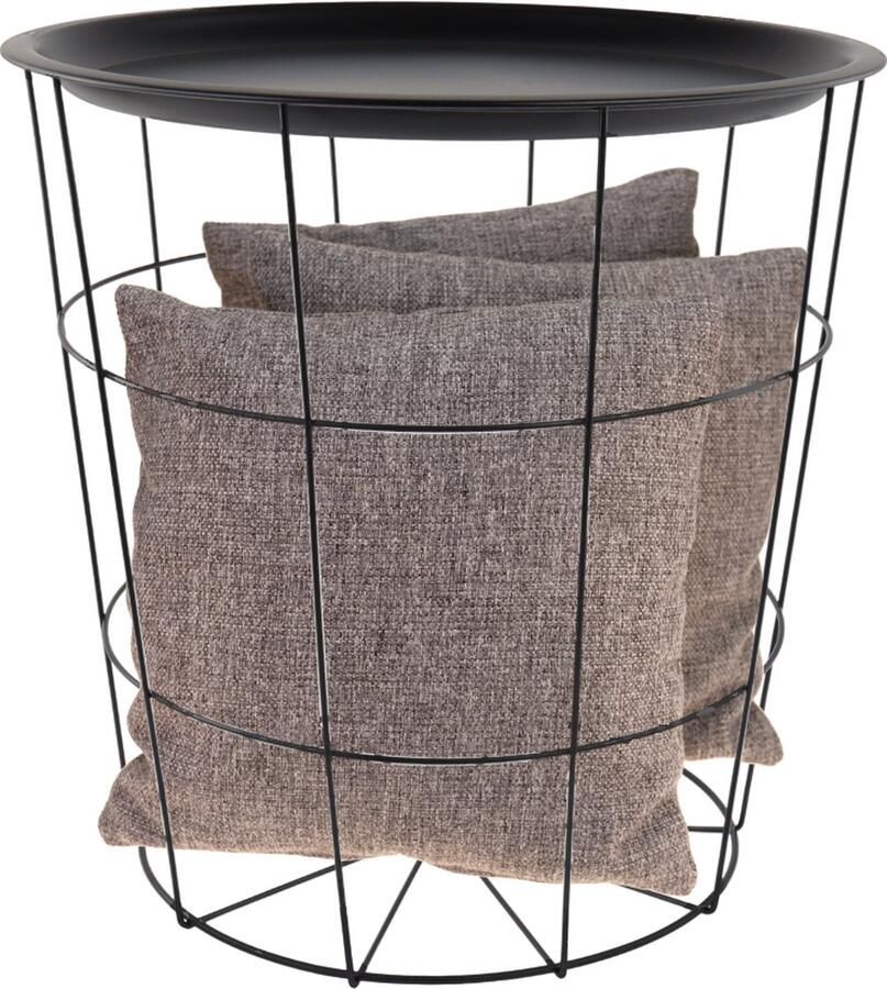 MISOU Bijzettafel Draadmand Zwart Metaal 40x40 cm Bijzettafeltje