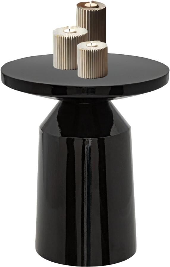 MISOU Bijzettafel Rond Koffietafel Modern Organisch Zwart Glans 38cm Metaal