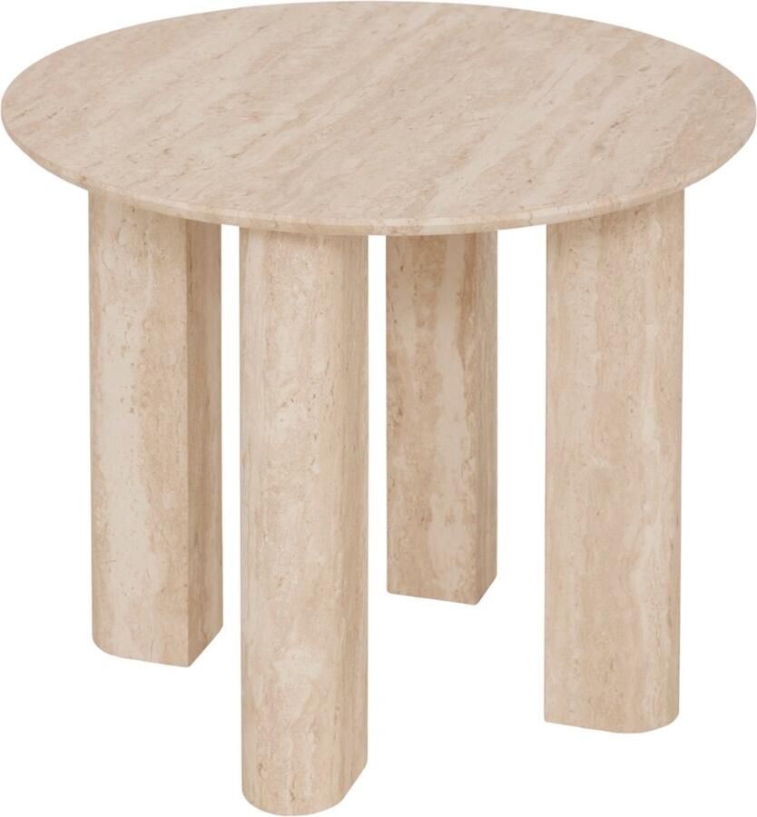 MISOU Bijzettafel Salontafel Koffietafel Banktafel 50x43cm Hout Travertine effect CELESTIA