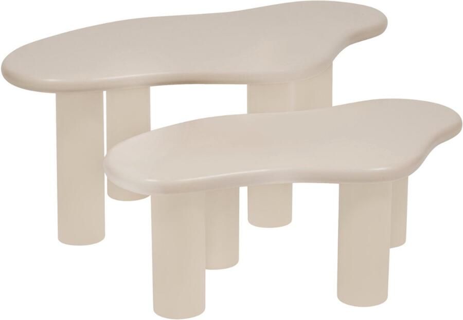 MISOU Bijzettafel set van 2 Salontafel Koffietafel Banktafel 100x60x40cm Pine Hout ASTRA