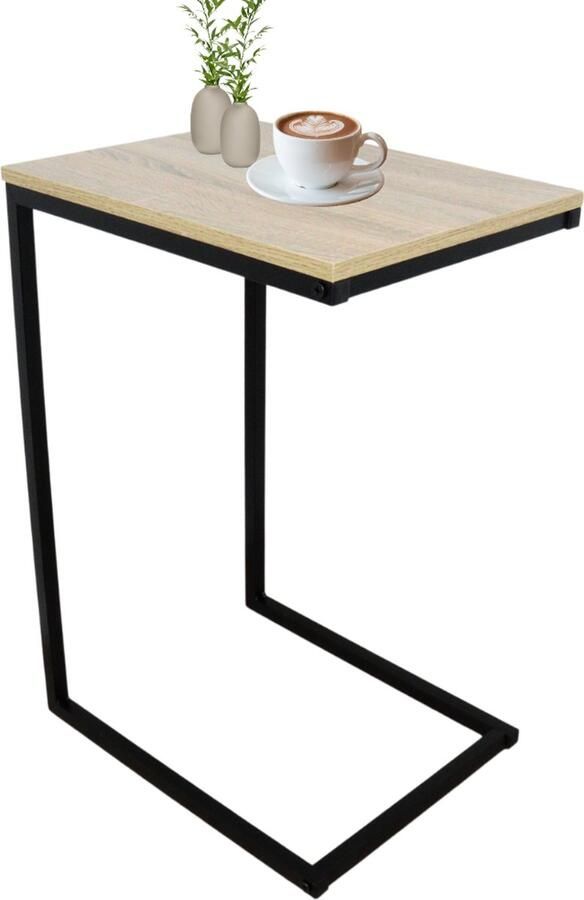 MISOU Bijzettafel Vierkant Hout Zwart 45x35x66.5 cm Bijzettafeltje Salontafel zwart Banktafel DOROTA - Foto 2