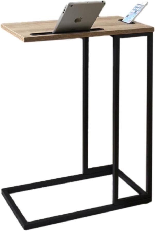 MISOU Bijzettafel Vierkant Zwart 45x35x66.5cm Hout Bijzettafeltje - Foto 3