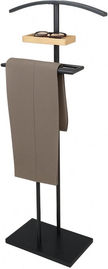 MISOU Dressboy Kledingstandaard Kledinghouder Kledingbutler Zwart 114 cm Kledingrek Bamboe en metaal BRUNNO - Foto 4