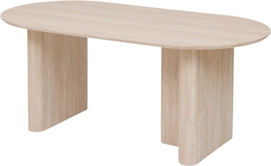 MISOU Eettafel Ovale Tafel 180x90cm Keukentafel Hout Travertine look CELESTIA