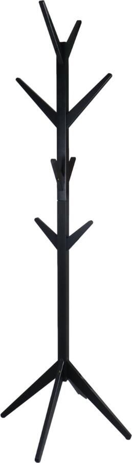 MISOU Kapstok Staand 8 Haken Zwart Hout -173 cm