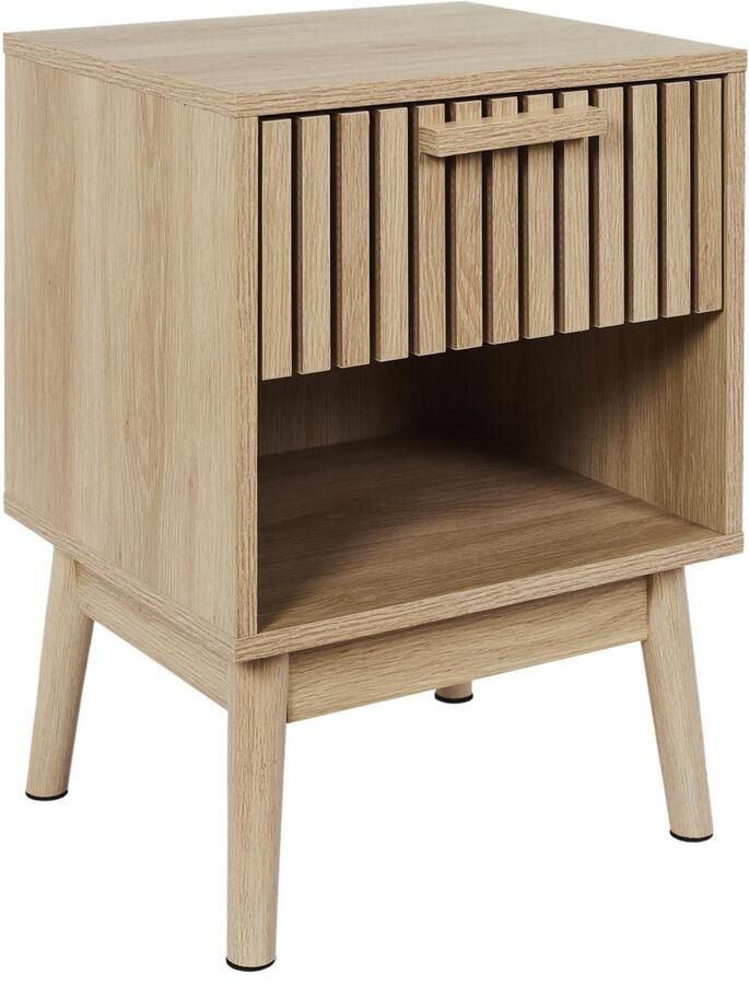 MISOU Klaus Nachtkastje Met Lade Wandkast Hout Bruin Ladekastje Slaapkamer Dressoir Hal 40x35x55cm