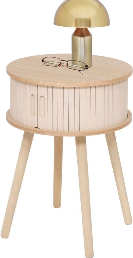 MISOU Nachtkastje Met Lade Rond Modern Hout Slaapkamer Bijzettafel Neutraal met Deuren Beige MDF JULIET - Foto 2