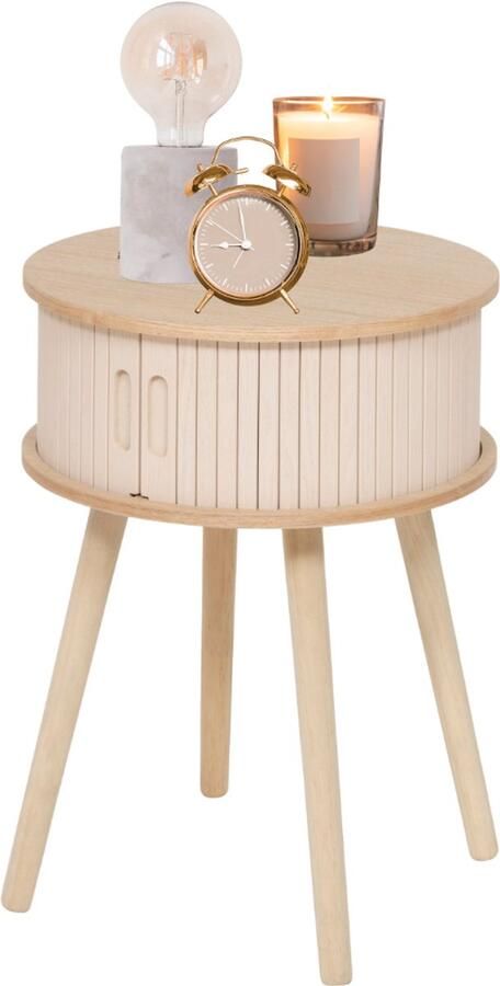 MISOU Nachtkastje Met Lade Rond Modern Hout Slaapkamer Bijzettafel Neutraal met Deuren Beige MDF JULIET