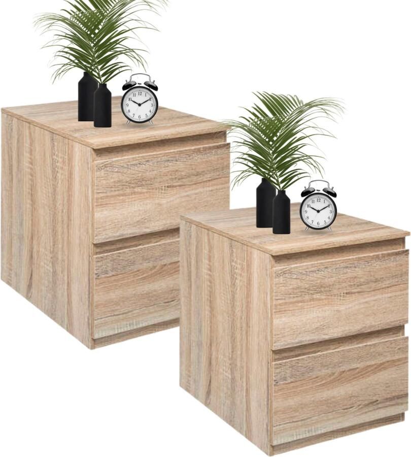 Orange85 Nachtkastjes Set van 2 Ladekastje Bruin 48x38x50cm Hout - Foto 2