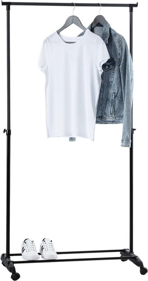MISOU Nordix Kledingrek Zwart Aluminium Verstelbaar Op wieltjes - Foto 3