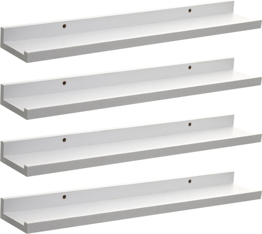 MISOU Wandplank Zwevend Fotoplank Boekenplank 4 Stuks Wit 58x10x4cm MDF Wanddecoratie