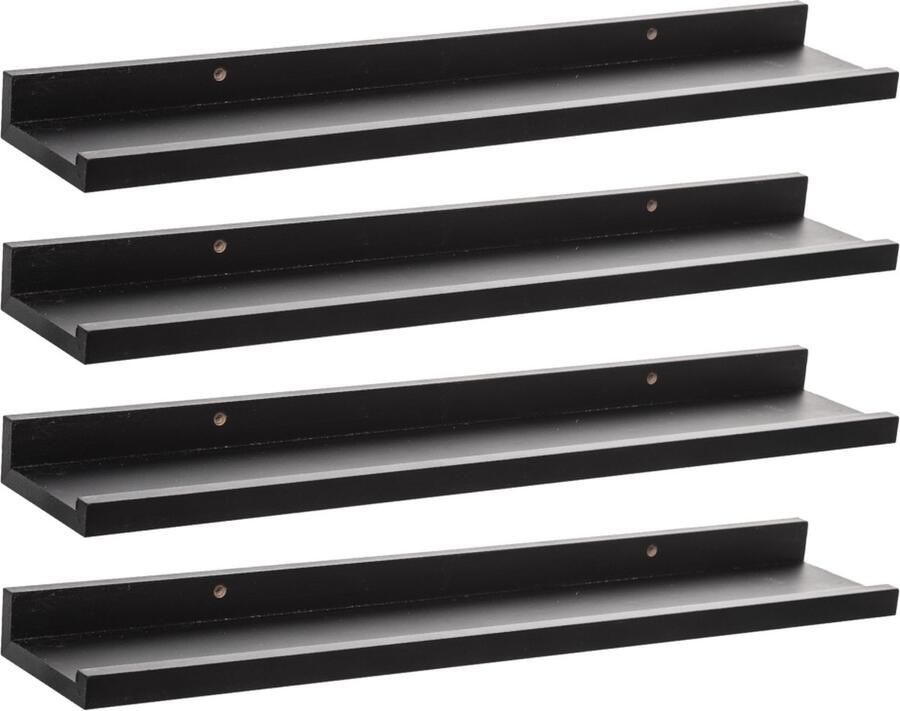 MISOU Wandplank zwevend Fotoplank Boekenplank 4 Stuks Zwart 58x10x4cm MDF Wanddecoratie
