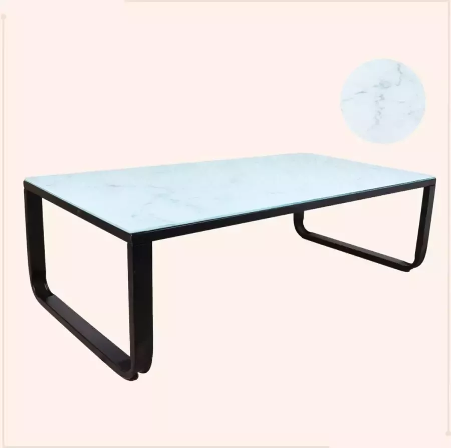 Orange85 Salontafel Marmer Zwart Glas Metaal Industrieel Rechthoek - Foto 2