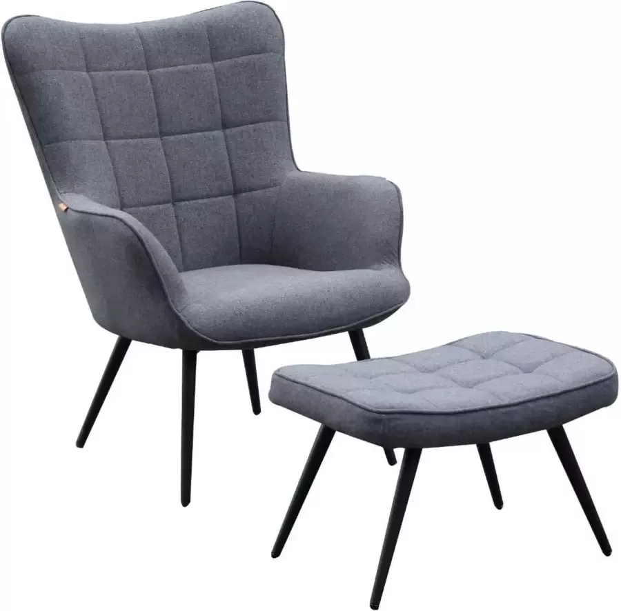 Mister Habitat Fauteuil olle grijs met hocker 2931&2932