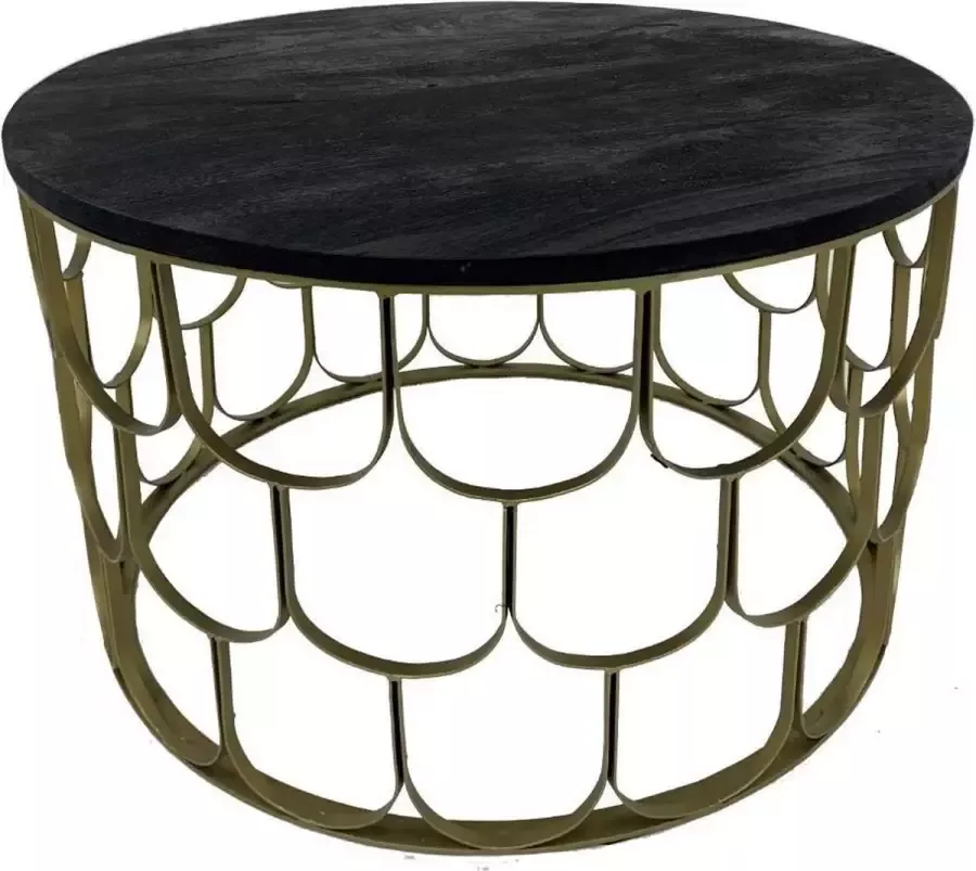 Mister Habitat The Nolita Salontafel Gouden Metalen Frame- Zwart Houten Blad
